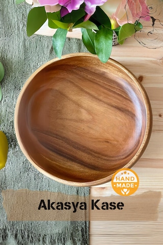 Asaf Atelier El Yapımı Akasya Ağacı Ahşap Kase 35 Cm X 9 Cm