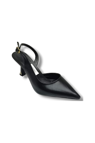 C-shoes Bç93-26 Yıkama Cilt İnce Topuk Arkası Açık Kadın Stiletto 8cm Siyah