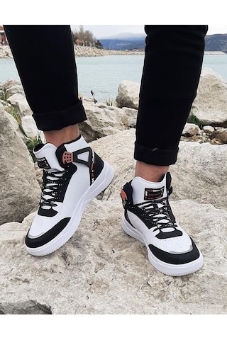 Dunlop 2238 Beyaz-Siyah, Fuspetli Ortapedik Boğazlı Basket Spor Ayakkabı AYKSAYAK-000491