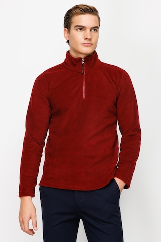 İgs Erkek Bordo Standart Yarım Fermuar Polar Bordo