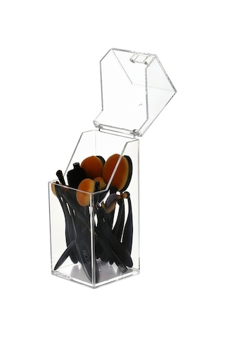 Pazly Şeffaf Akrilik Toz Geçirmez Makyaj Fırçası Organizatörü Kozmetik Kutusu Kapaklı Diğer Diğer