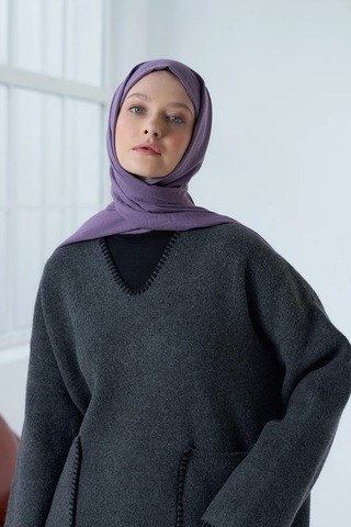 Moda Kaşmir Neo Pamuk Şal Serisi Eflatun