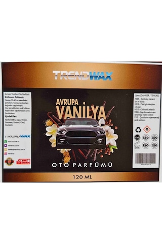 Trendwax Avrupa Vanilya Oto Parfümü 120ml
