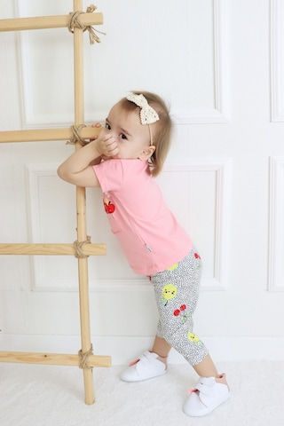 Harika Kids Kız Bebek Kaprili Kısa Kollu Kiraz Baskılı Yazlık Basic Alt-üst Takım 6-24 Ay 001
