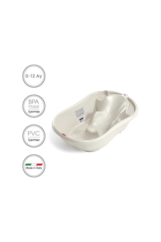 Okbaby Bebek Banyo Seti Onda Dijital Termometreli Çift Yönlü Bebek Küveti K. Beyaz & Bebek Küvet Taşıyıcı