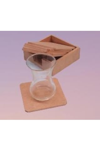Hobi Dekoratif Model Tabak Altı Seti Kare Ahşap HAM MDF El Yapımı