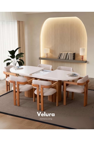 Almina Yemek Odası Takımı Yemek Masası + 4 Adet Sandalye Beyaz