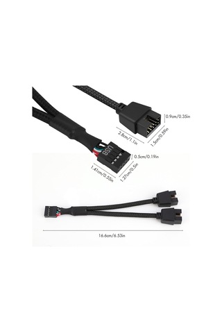 Usb Başlık Ayırıcı, 2 Adet Usb 2.0 9 Pinli Dişi - Çift 9 Pinli Erkek Uzatma Kablosu, Anakart 9 Pinli Usb2.0 Başlık Ayırıcı Naylon Örgülü