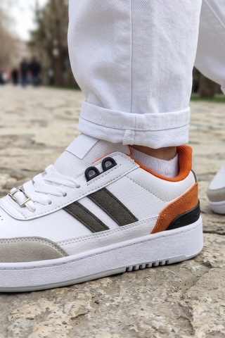 In Step Black Legend Series: Beyaz Turuncu Unısex Çocuk Spor Ayakkabı Beyaz - Turuncu