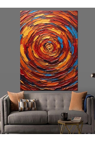 Karizma Tablo Soyut Renkli Spiral Boyama Dekoratif Kanvas - Mdf Ahşap Tablo