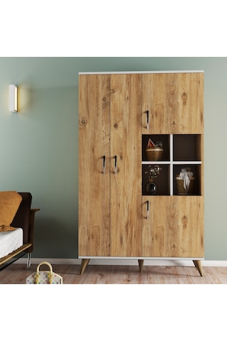 tanmob Maxi 4 Kapaklı Askılıklı Raflı Çok Amaçlı Dolap Çam - Grd0102