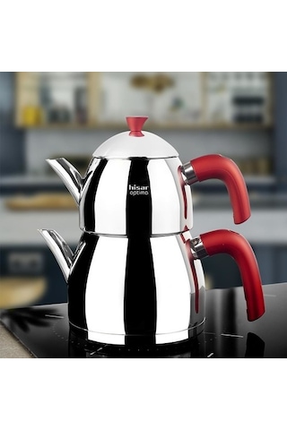 Hisar Optima Çaydanlık Takımı Çelik - Kırmızı