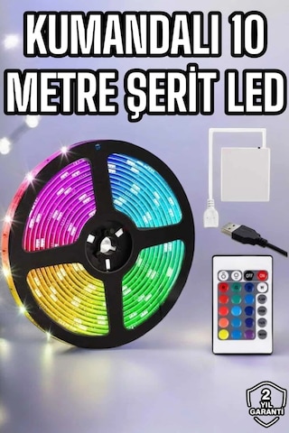 Smart Şerit Led Tv Arkası Renkli Kumandalı 10 Metre Çok Renkli 96049510