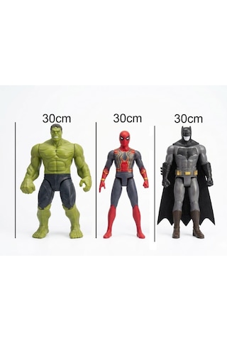 Efsanevi Kahramanlar Seti - Hulk, Örümcek Adam Ve Batman 30 Cm Dev Boy Avengers Karakterleri