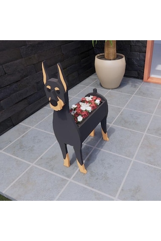 Neevoyu Ahşap Köpek Figürlü Süs Potu - Ev Bahçe Dekorasyonu, Dışarıda Ve İçerde Kullanım, El Yapımı, Dayanıklı