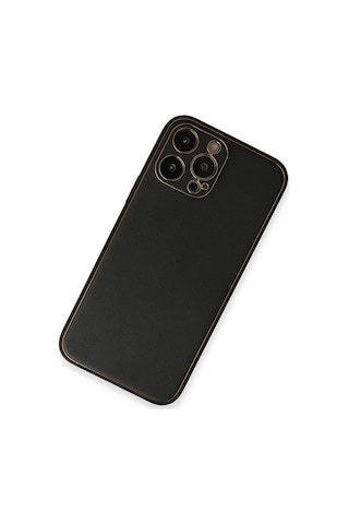Apple iPhone Uyumlu Uyumlu 13 Pro Max Kılıf Coco Deri Silikon Kapak - Siyah