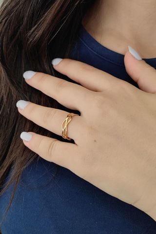 Chavin Çelik Gold Sarmal Model Bayan Yüzük Ev29sr 001