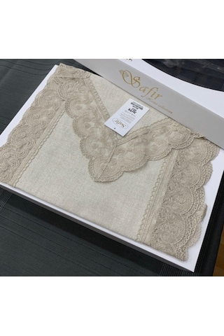 Linen Jute Simli Krem Keten Runner40x140 Cm