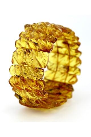 Kehribar Bileklik Fosilli Roleks Tasarım Ambergold Blk23-145 Çok Renkli