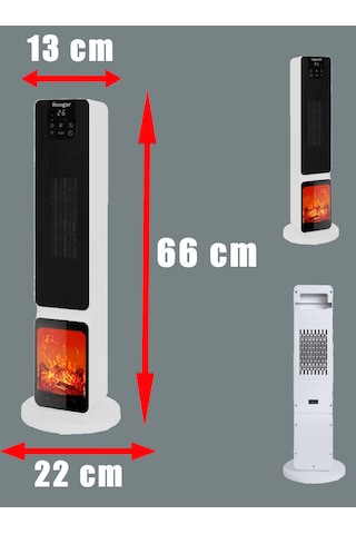 Hoogar German 2701 L White Oled Şömineli Ekran Dijital Göstergeli Kule Tipi Seramik Hızlı Isıtıcı