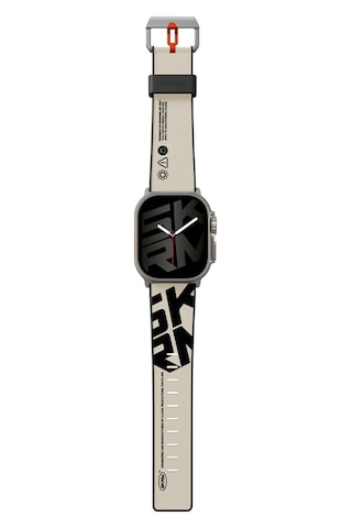 Watch Ultra Uyumlu Deri Kordon 49mm Skinarma Spunk Serisi Pu Strap Kayış Krem Krem