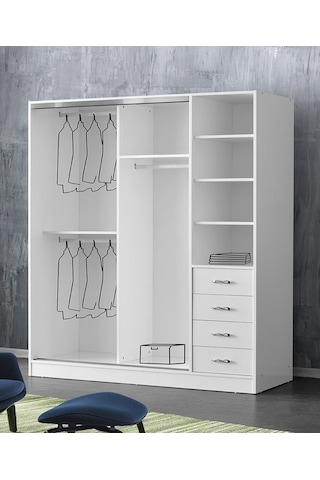 Beenal Samara Sürgülü Kapaklı Şifonyerli Gardırop 200 Cm