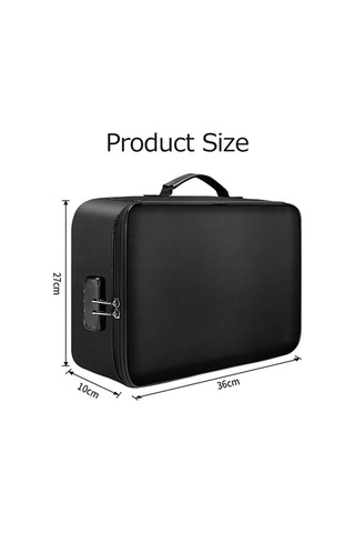 Artfulabode Çok Fonksiyonlu Belge Çantası Büyük Kapasite Yangına Dayanıklı Su Geçirmez Dosya Sertifika Saklama Çantası Şifreli Kilitli Siyah Siyah