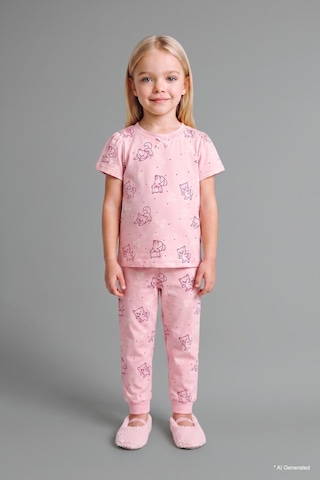 Defacto Kısa Kollu Desenli Üst Esnek Bell Alt 2li Pijama Takımı Kız Bebek I1006a526aupn105 Pembe-pn105