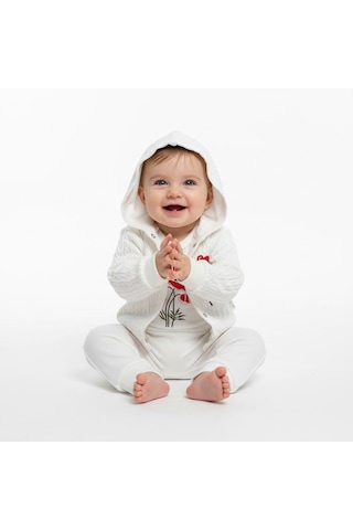 Milays Kız Bebek %100 Pamuk 0-3 Ay Premium Kalite Setler Beyaz