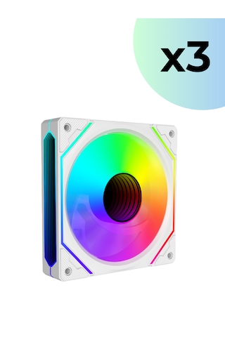 Supernova İle Uyumlu 3 Adet 6pın Argb Fan Hexagon Aynalı 6 Pin Kontrolcüye Bağlanan Fan Seti Beyaz