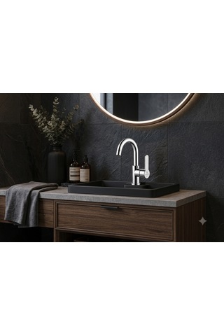 Elvora Silver Lüx Banyo Lavabo Bataryası Gümüş - Krom