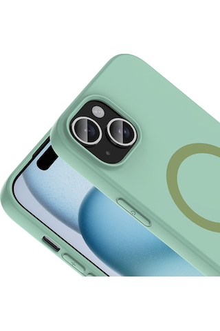 iPhone Uyumlu 15 Kılıf M-safe Şarj Özellikli Ardx Aris Silikon Kapak - Turkuaz