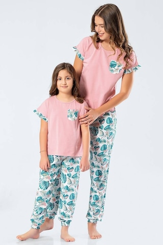 Türen Kadın Dokuma Yapraklı Kısa Kollu Pijama Takım 001
