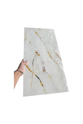 10 Adet 30x60cm Sade Gold Mermer Desen Yapışkanlı Köpük Duvar Paneli Kağıdı Banyo,tezgah Arasıtx-076 Çok Renkli