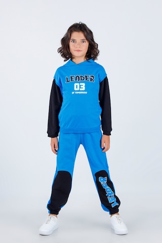 Erkek Çocuk Leader Baskılı Örme Basic Eşofman Takımı Mavi