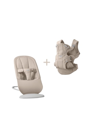 Babybjörn 2 Li Set Begin Ana Kucağı & Kanguru Hold Woven Sand Grey