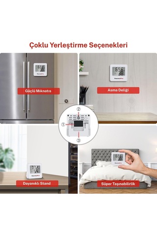 Tp157w İç Mekan Sera, Dolap, Bebek Odası Hassas Sıcaklık Ve Nem Ölçer Mini Termometre