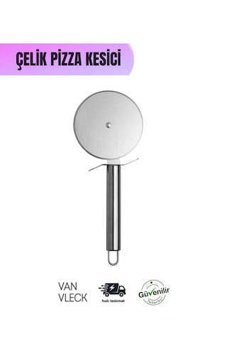 Paslanmaz Çelik Pizza Kesici 9 Cm Bıçaklı Hamur Ruleti, Ergonomik Saplı Mutfak Kesme Aparatı Metal
