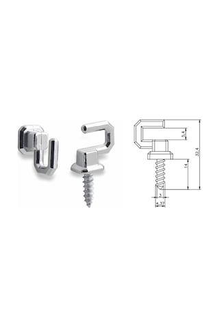 100 Adet Osena Anahtar Askısı Kanca Metal Krom Kod: 4147 Krom