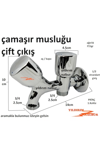 Çiftli Çamaşır Musluğu Aç Kapa Musluk Prinç Krom