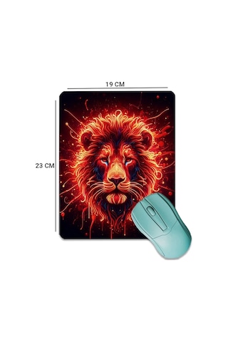 Sonictouch Kırmızı Neon Aslan Pürüzsüz Yüzey Kaymaz Taban Dikişsiz Kenar Gamer Oyuncu Mouse Pad 19x2 Mousepad