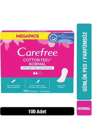 Carefree Cotton Feel Normal Parfümsüz Günlük Ped 100'lü Paket