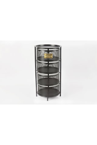 4 Katlı Metal Açılır Kapanır Paslanmaz Sebzelik Siyah