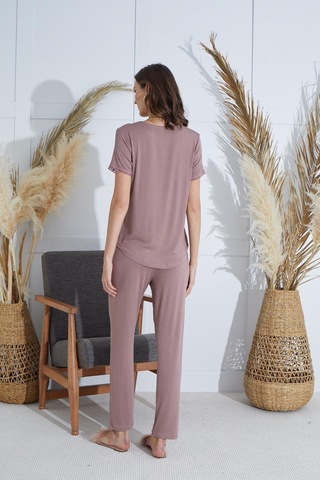 Sevim Kadın Kısa Kol Vizon Pijama Takım C8t5n9o51 001
