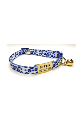 Ayz Markalama Güvenlik Kilitli İsimli Kedi Tasması Nazar Boncuk