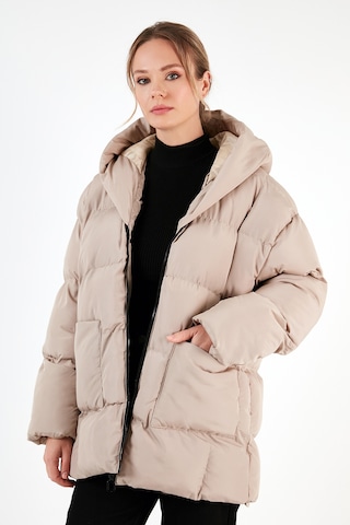 Lela Oversize Fit Kapüşonlu Şişme Bayan Mont 640Y047 Taş