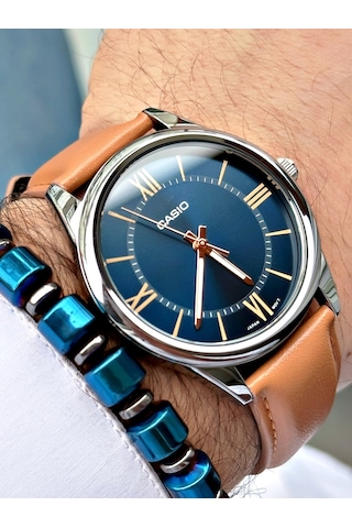 Casio Kahverengi Klasik Model   Deri Kordon Erkek Kol Saati + Bileklik Hediyeli Nda93