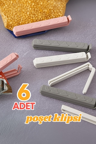 6 Lı Poşet Klipsi Seti Mutfak İçin Dayanıklı Ve Yıkanabilir Paket Kapatma Mandalı Plastik 8 X 26 B Diğer