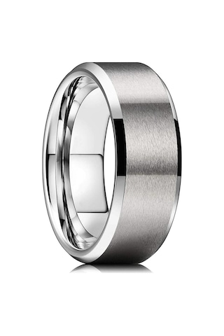 8 Mm Köşeli Düz Model Unisex Kadın Erkek Çelik Alyans Yüzük Cl31 001