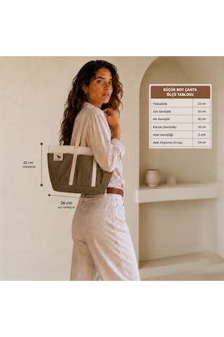 Bordglow Novaglow Design Serisi Küçük Boy - Siyah - Premium Kanvas Çanta - Tote Bag 9 Cep - Fermuarlı 32x22x10 Cm Kahverengi